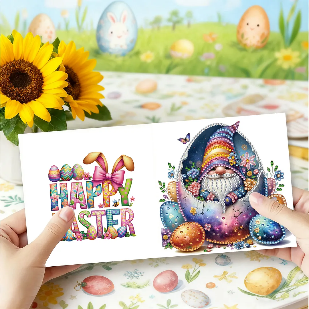 12PCS Easter Goblins DIY Rhinestone Diamond Art Mosaic Postcards with Envelopes Diamond Art Painting Greeting Card Kit for Birthdays Thanksgiving & Special Occasion (IHK110)
