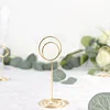 10 Pack | Gold Metal 3.5" Mini Circle Card Holder Stands, Hoop Table Number Stands, Wedding Table Place Card Menu Clips