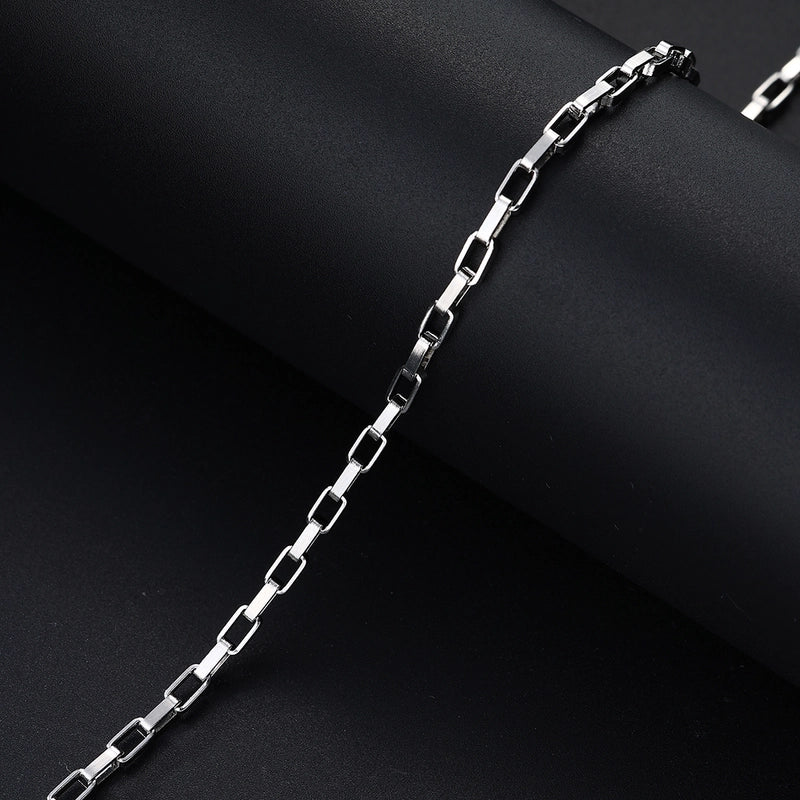 1 Men’s Fashion Casual Silver Stainless Steel Box Chain