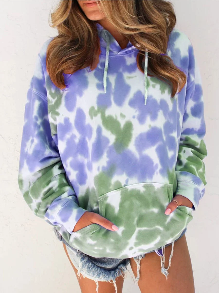 Drawstring Kangaroo Pocket Tie Dye Hoodies