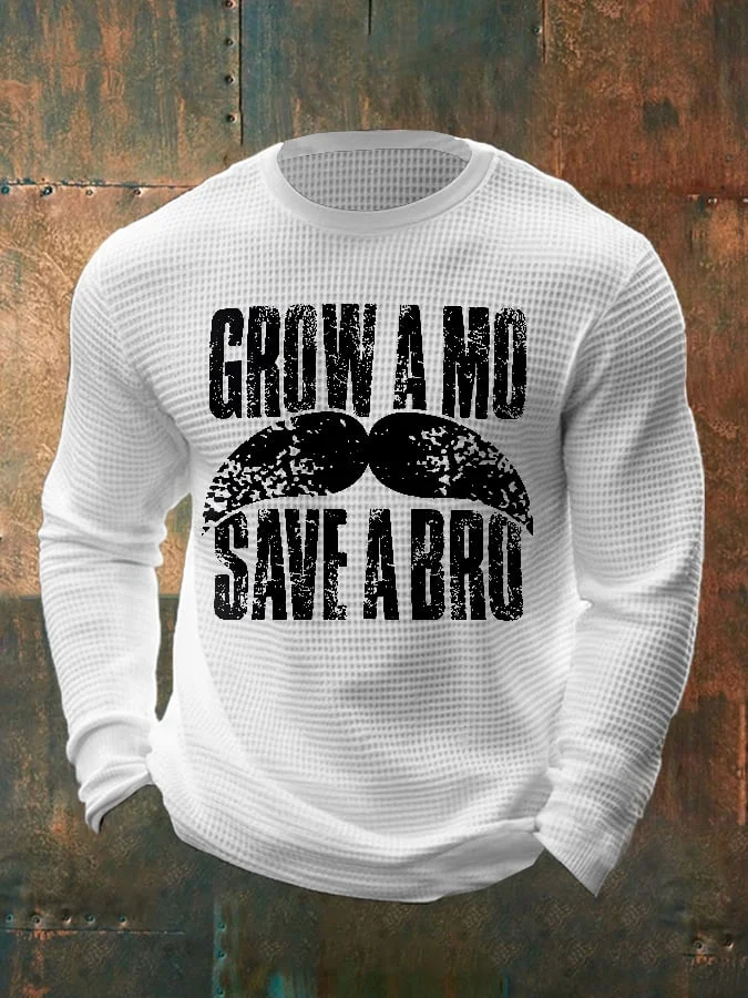 Men's Retro  November Men's Health Grow A Mo Save A Bro Print T-Shirt socialshop
