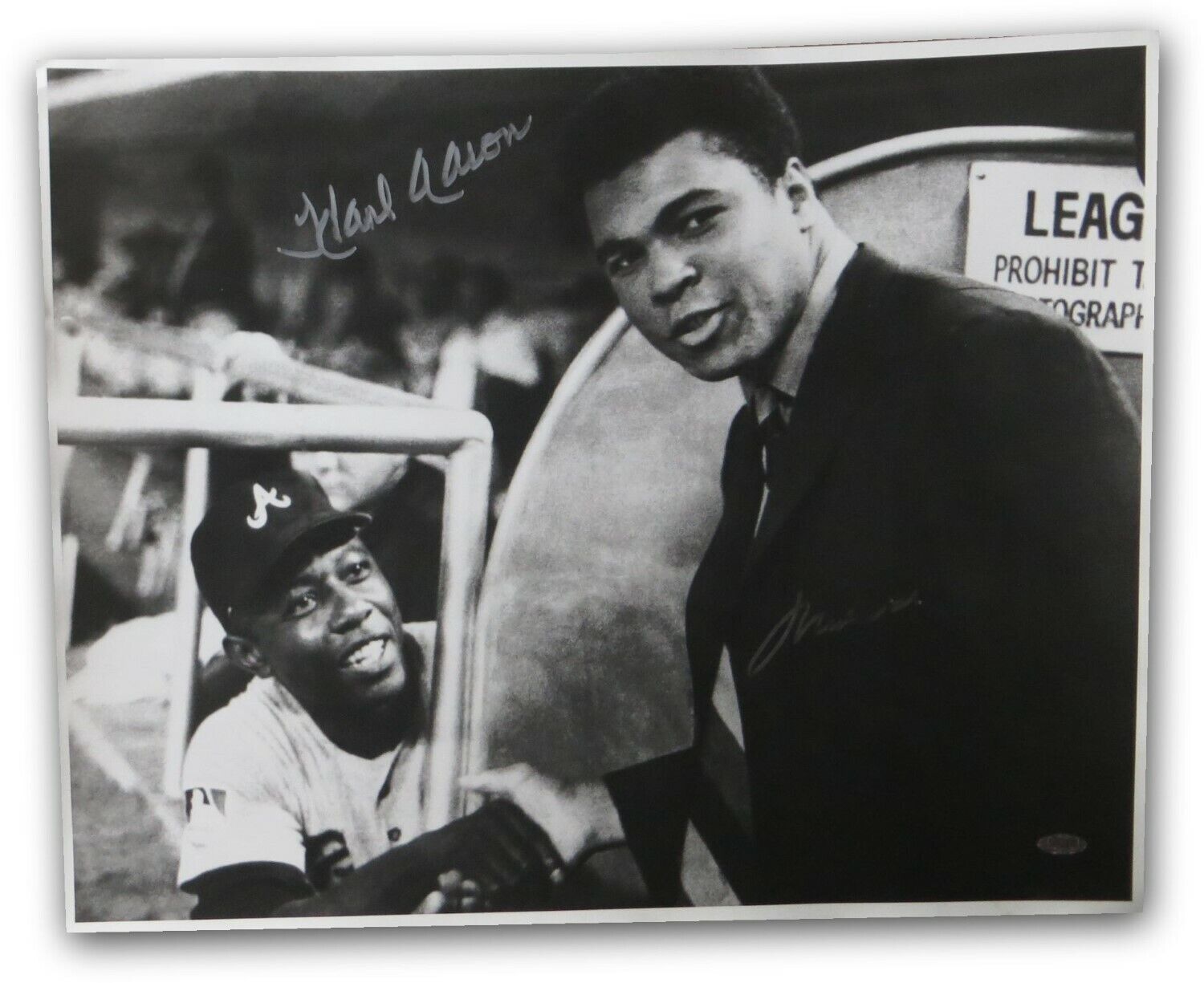 Muhammad Ali Hank Aaron Signed Autographed 16X20 Photo Poster painting Braves Vintage Steiner B