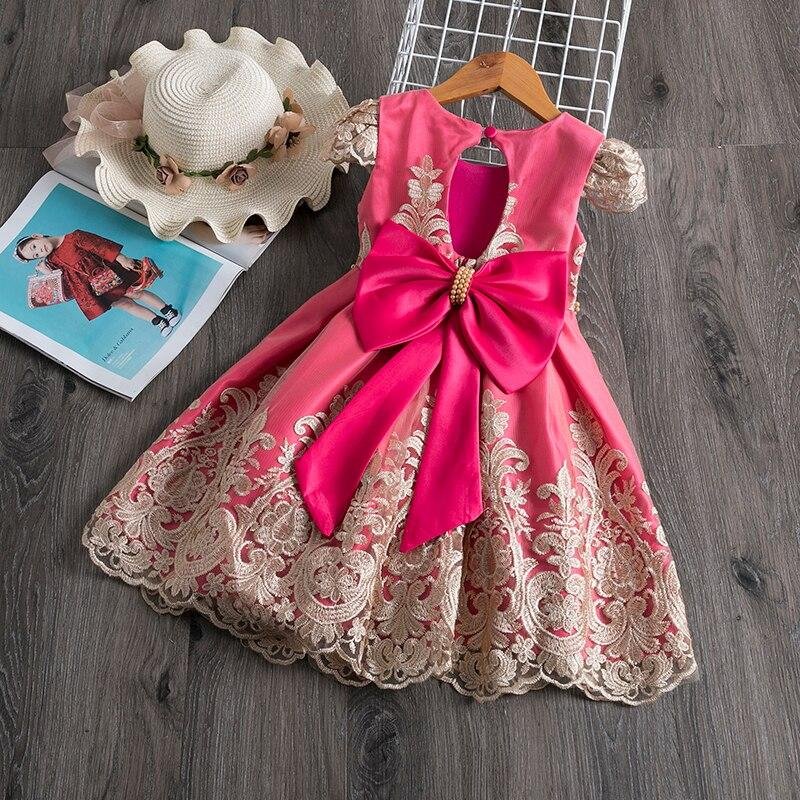 Summer Pink Girl Dress Cute Child Dress Child Girl Little Princess Dress for Wedding Party 1 2 3 4 5 6 7 8 9 10 years Baby Girls