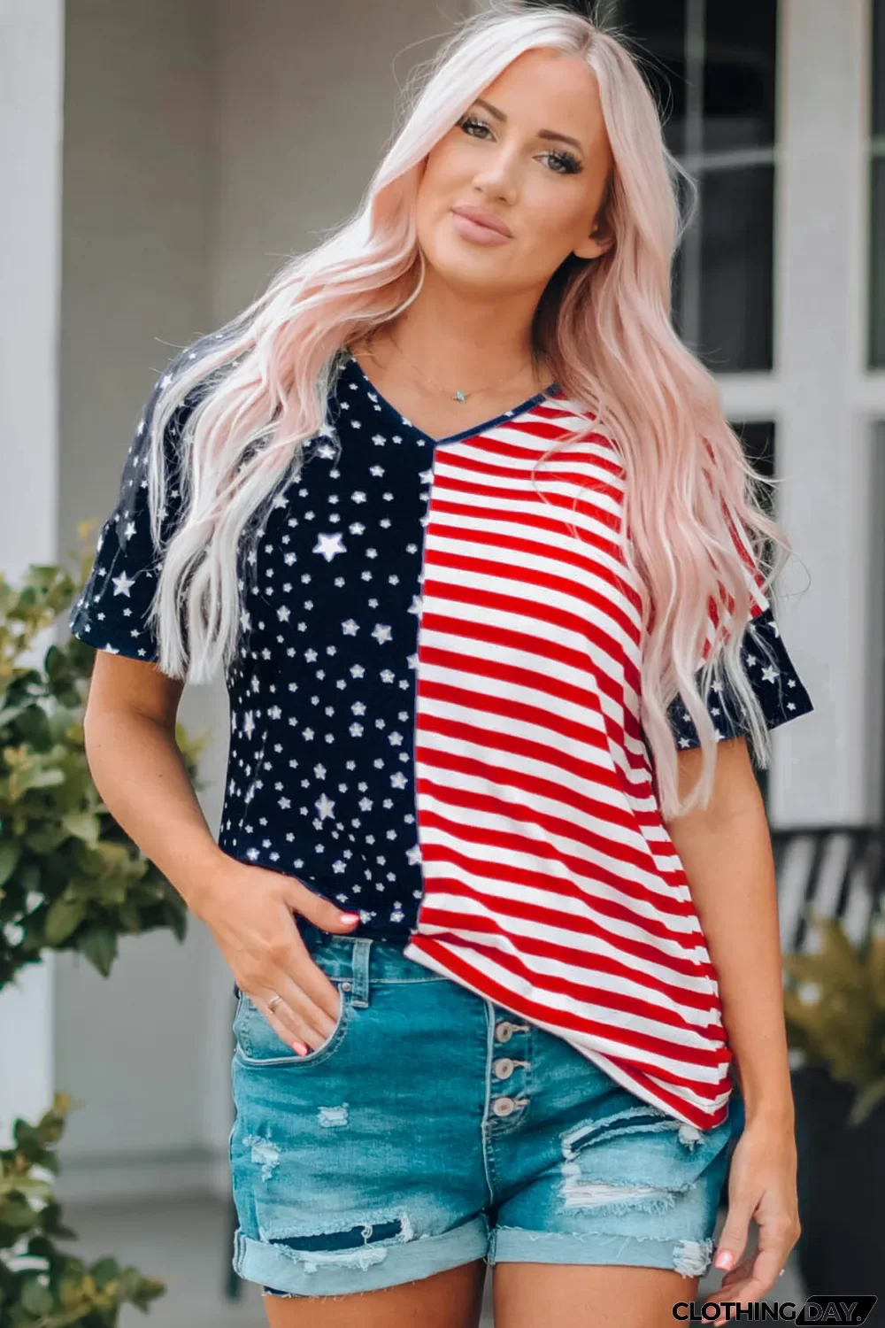 July 4th Stars and Stripes USA Flag Tee