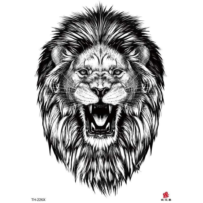 Lion Tiger Cool Temporary Tattoo Sticker Fashion Wolf Waterproof Animal Body Art Arm Tatto Fake Removable Tatoo for Men Women