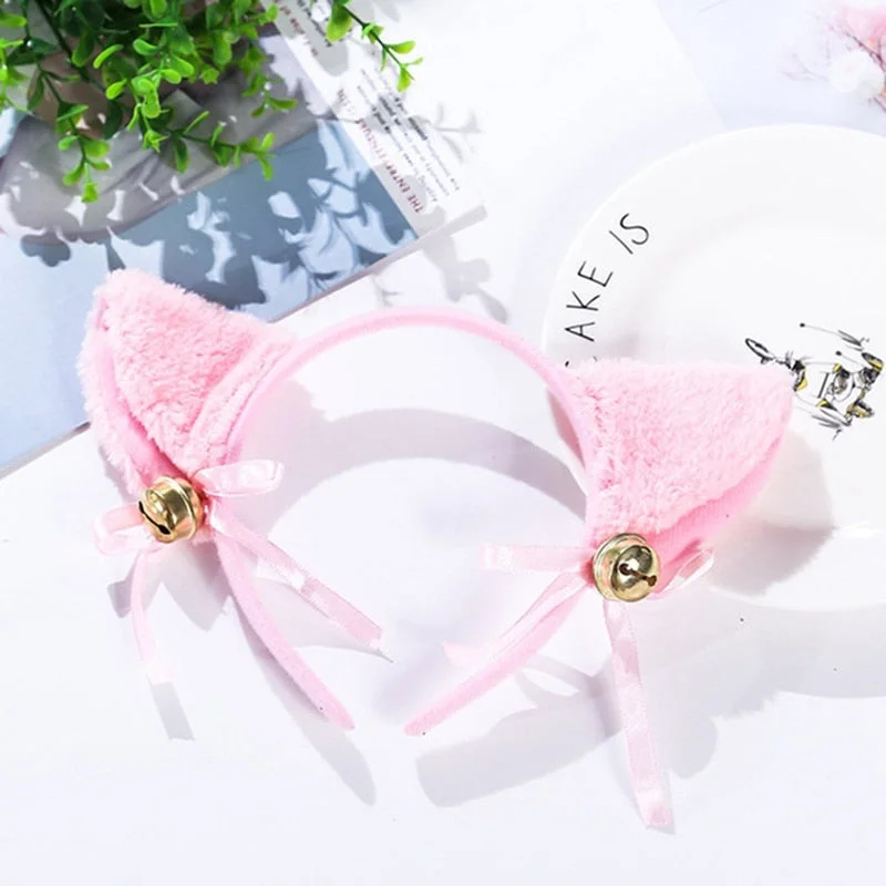 14 Colors Beautiful Masquerade Halloween Cat Ears Cosplay Cat Ear Anime Party Costume Bow Tie Bell Headwear Headband Anime