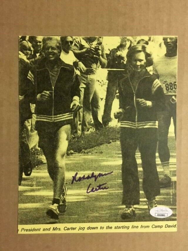 Rosalyn Carter Signed ~8x7 Photo Poster painting Jogging with The President