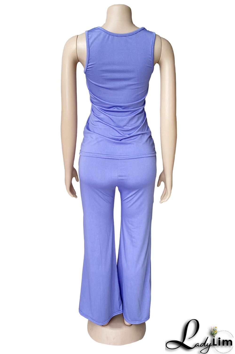 Purple Fashion Casual Solid Split Joint O Neck Sleeveless Two Pieces