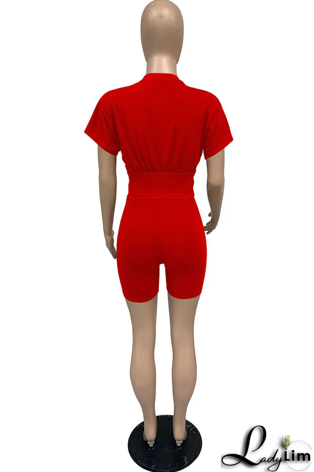 Yellow Casual Solid Split Joint O Neck Short Sleeve Two Pieces