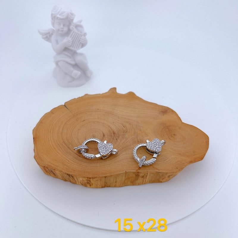 1 Piece 15 * 28mm Copper Zircon Heart Shape Jewelry Buckle Jewelry Accessories