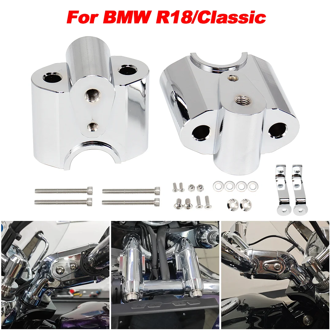 Chrome Plated Handlebar Risers For BMW R18/Classic (1 Pair)