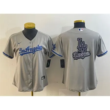 Youth Los Angeles Dodgers Grey Team Big Logo Stitched Jersey 8GNT