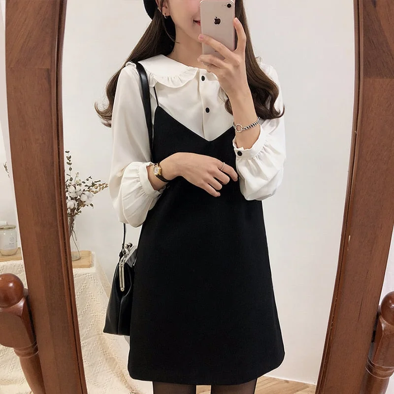 Spring Robe Femme Casual Boho OL Casual Sleeveless Suits Women Dresses Female Dress Suits V Neck Braces Robe Femme 6879