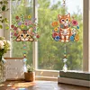 2Pcs Diamond Painting Acrylic Double Sided Cat Wind Chime Suncatcher with Crystal Hanging Pendant
