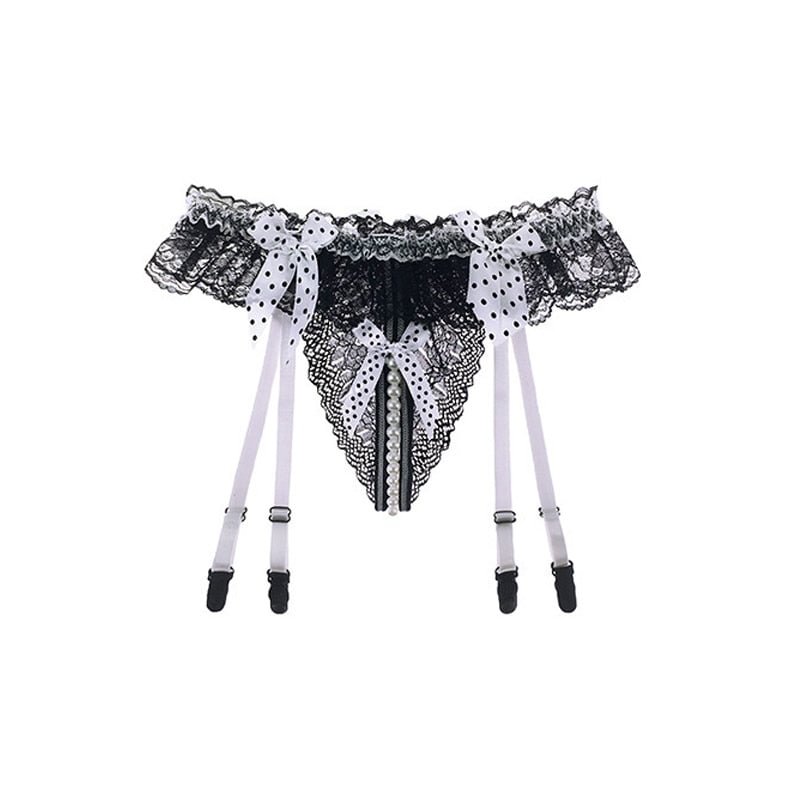 Sexy Bow Lace Panties For Sex Doggy Briefs With Pearls Women Thongs And G strings Sexy Transparent Lingerie Underwear For Couple