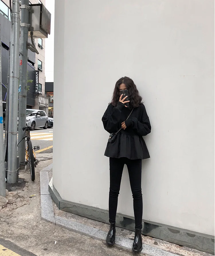 Brownm Brownm 2023 New Korean Women's Wear Loose Show Thin Students Casual Jacket Solid Color Long-Sleeved T-Shirt Hoodie Women Tide