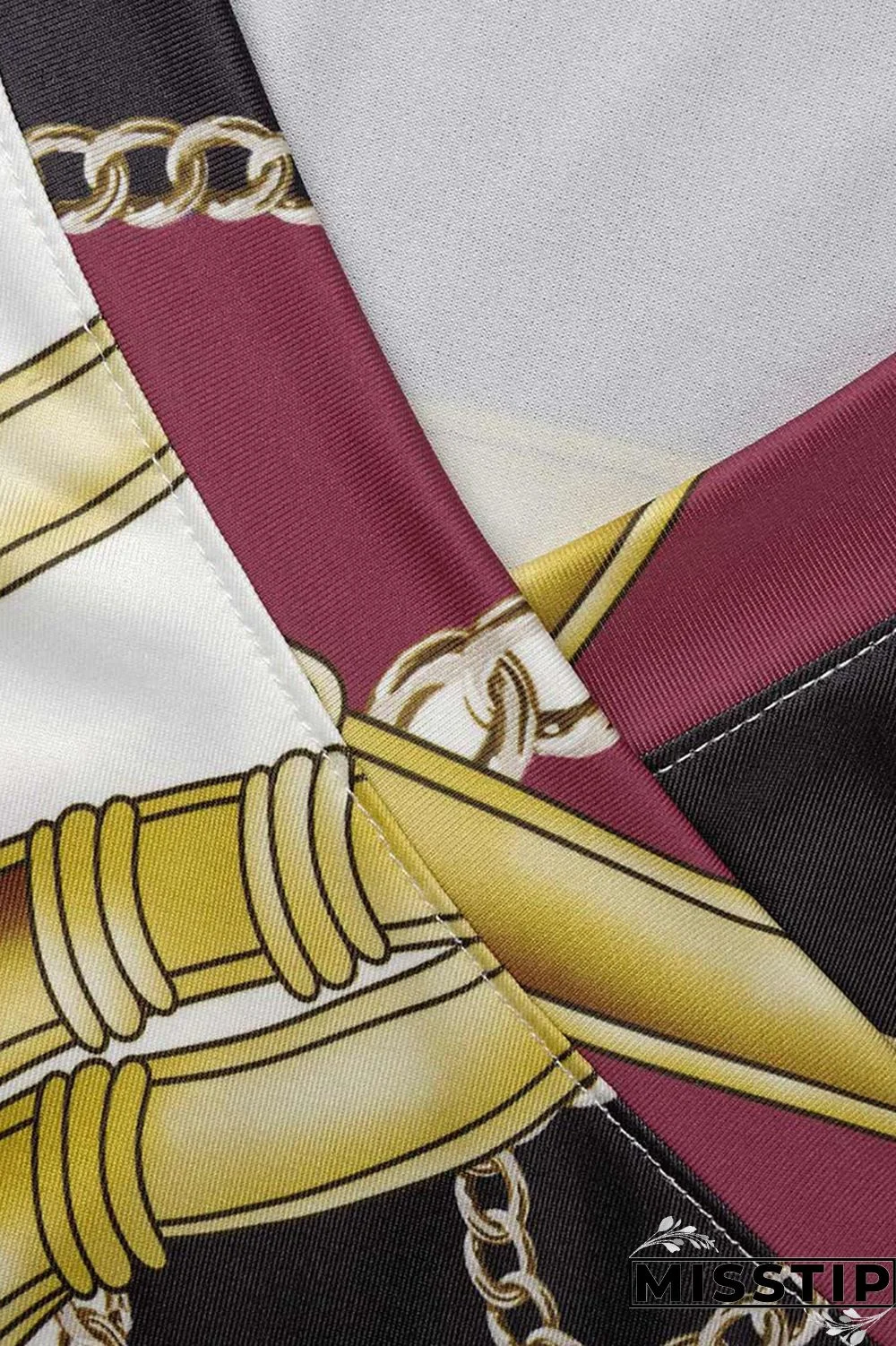 Brown Fashion Casual Print Bandage Patchwork V Neck Long Dress