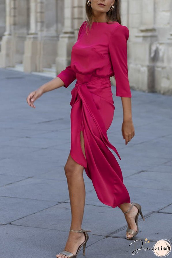 Loose High Waist Printed V-Neck Shirt Dress