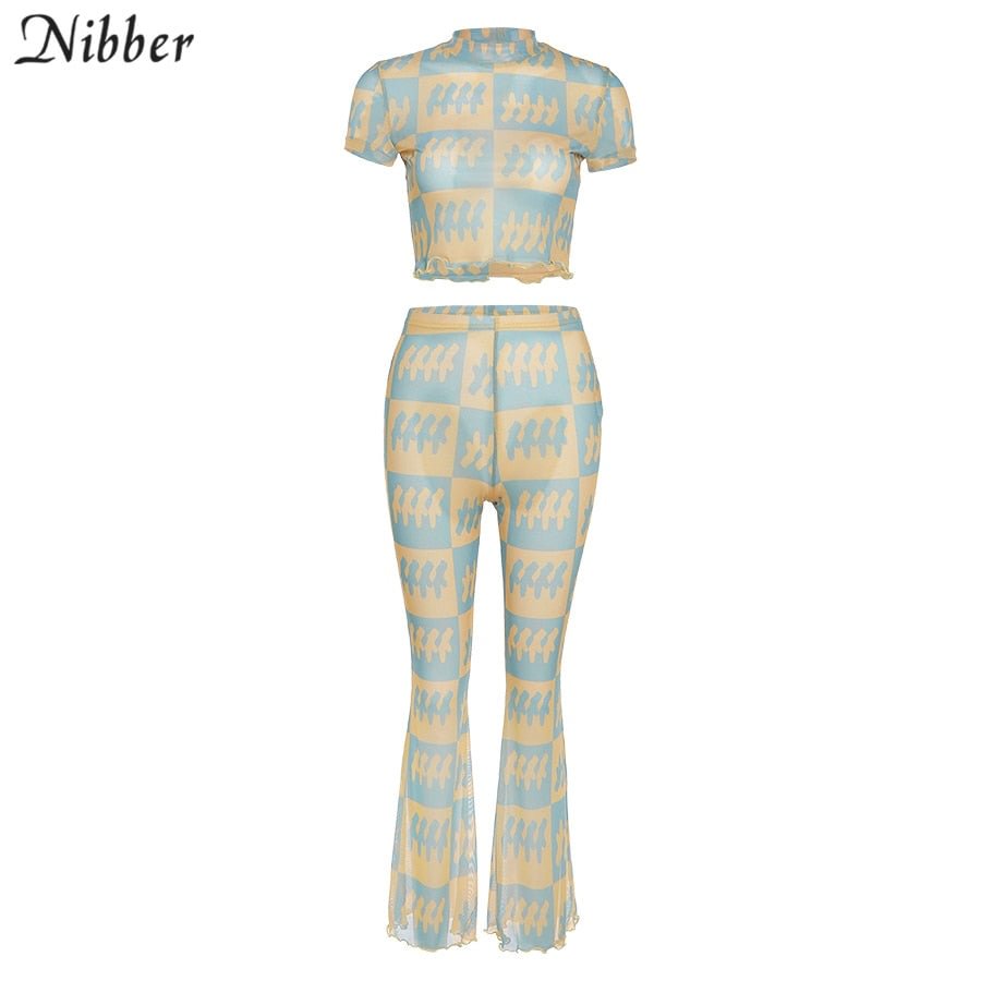Nibber 2021 Summer Ladies Casual Suit  Printed Slim Suit  Fresh And Comfortable Chiffon Breathable Streetwear  Women's  Clothing