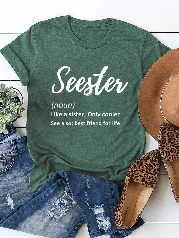 Women's Seester, Sister Definition Casual Cotton Tee