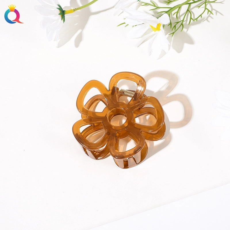 Fashion Flower Plastic Metal Stoving Varnish Hollow Out Hair Claws 1 Piece