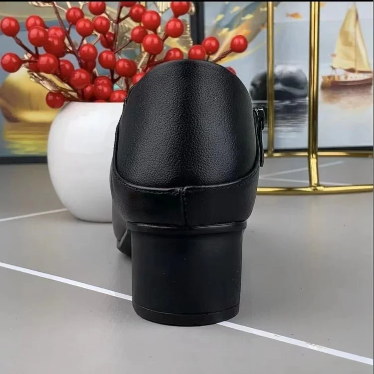 Churchf Churchf Mouth Spring And Autumn Women's Shoes Thick Heel Single Shoes Female 2024 Spring And Summer Mother New Soft Leather With Autumn British Small Leather Shoes