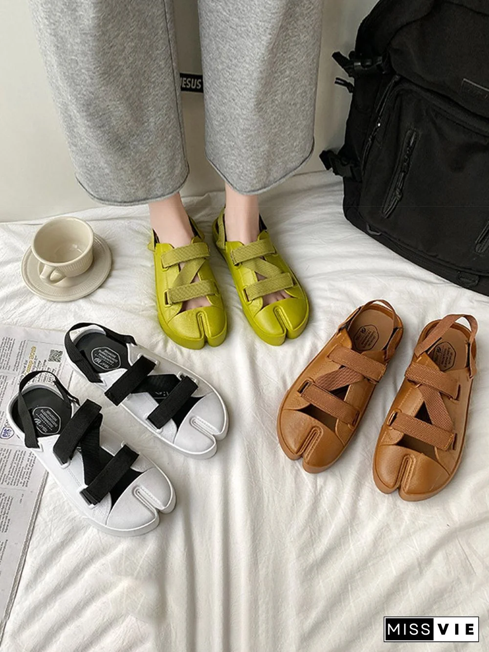 Casual Plain Split Toe Sandals