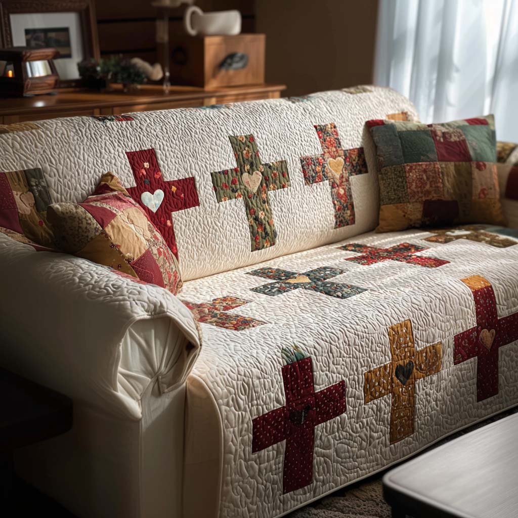 Cross of Grace Quilted Sofa Cover NCU0NT11339 everthome