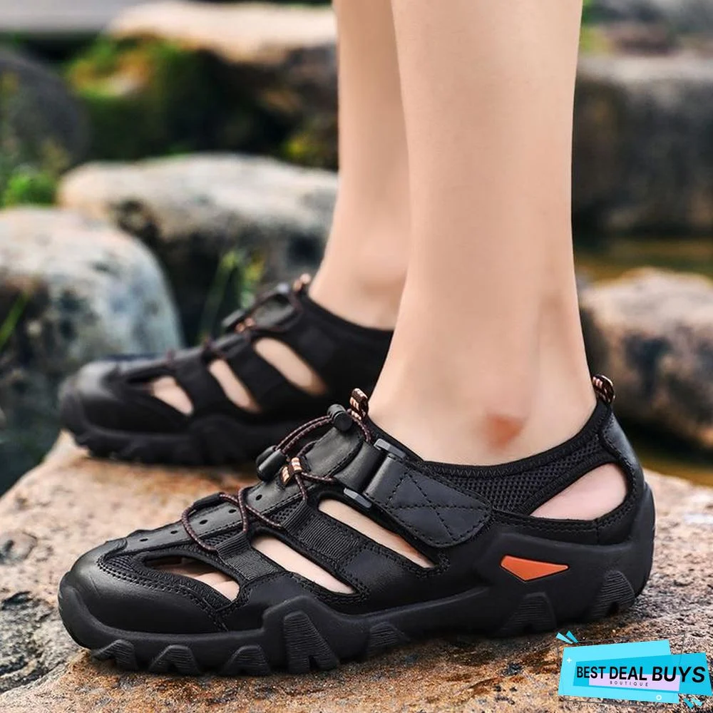 Men's Casual Soft Sandals Genuine Leather Large Size Sandals