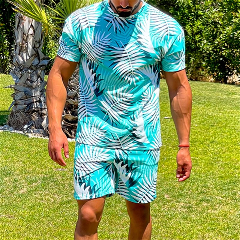Men's Vacation Style Forest Print Suit