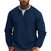 Men's Casual Waffle Country Western Patchwork Neck Long Sleeves Henley T Shirt With Chest Pocket by Inlyline