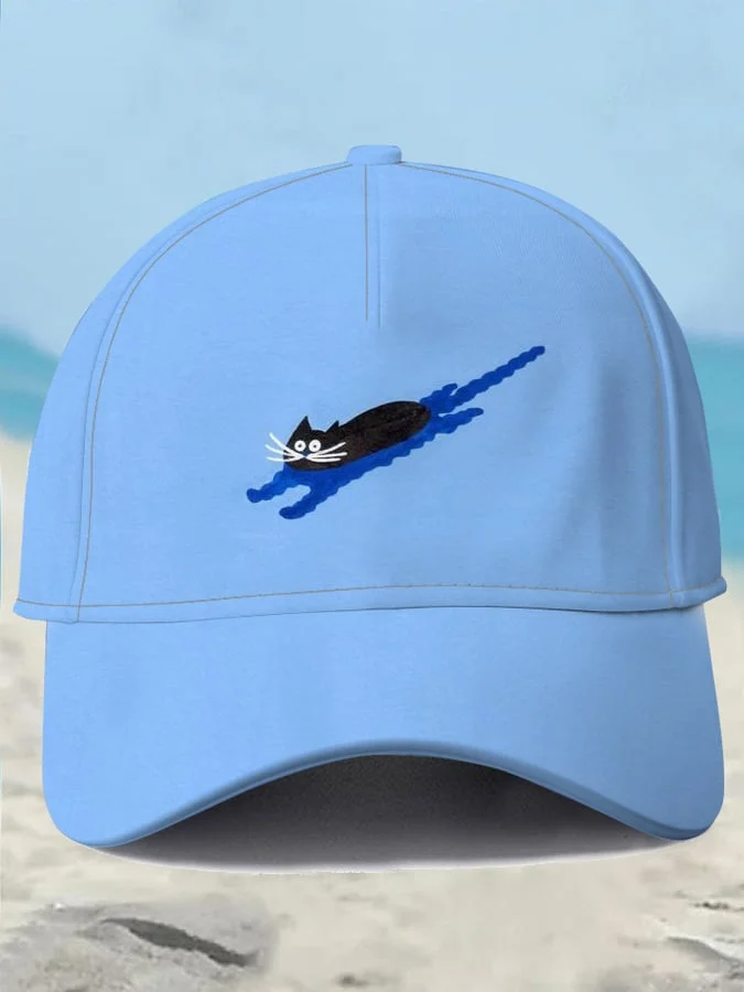 Unisex Cat Design Printed Hat