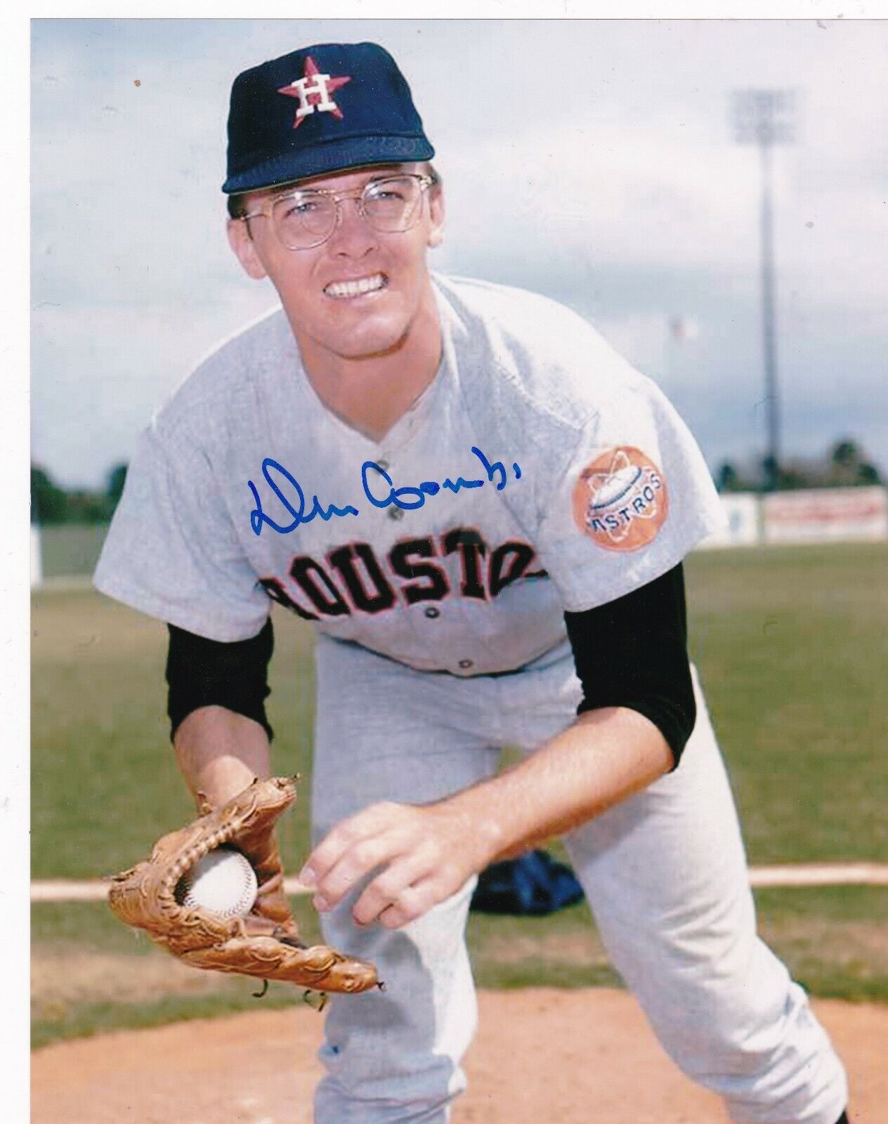 DAN COOMBS HOUSTON ASTROS ACTION SIGNED 8x10