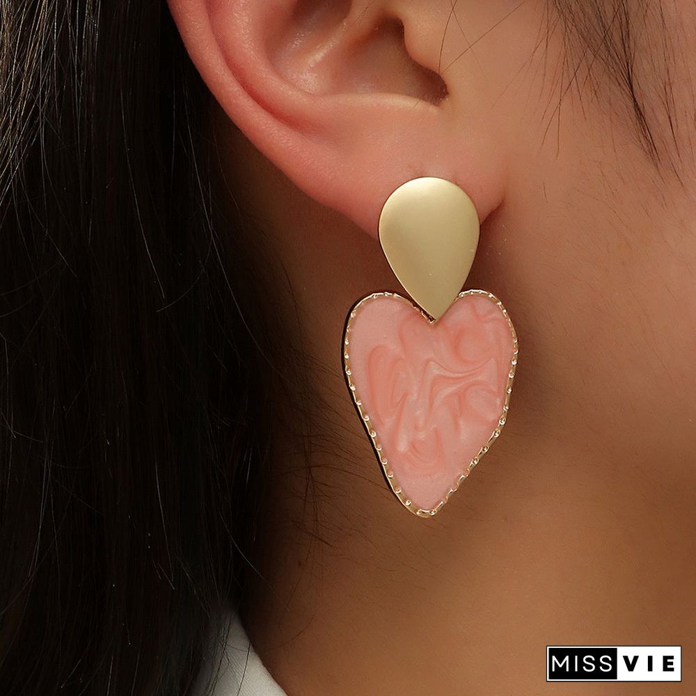 Women's Fashion Trend Alloy Geometric Heart Shaped Pendant Earrings