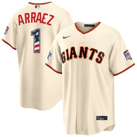 Youth San Francisco Giants #1 Luis Arraez Nike Cream 2026 All-Star Edition Stars & Stripes Stadium Jersey