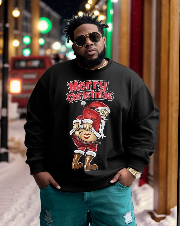 Men's Plus Size Merry Christmas Santa Tote Sweatshirt