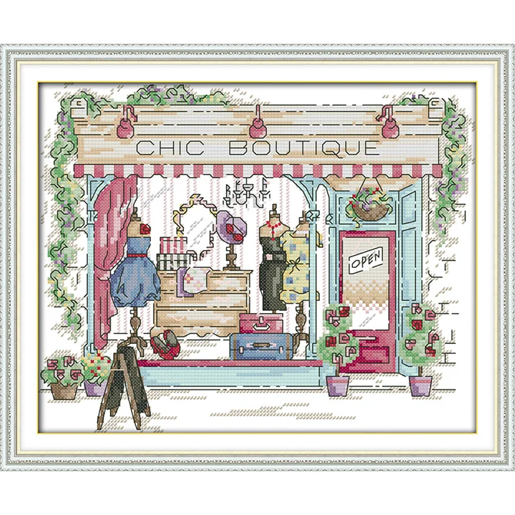 Women Clothing Shop 14CT Printed Cross Stitch Kits (31*26CM) fgoby