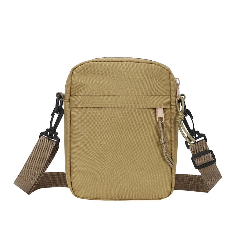 Men’s Nylon Solid Color Streetwear Square Zipper Shoulder Bag