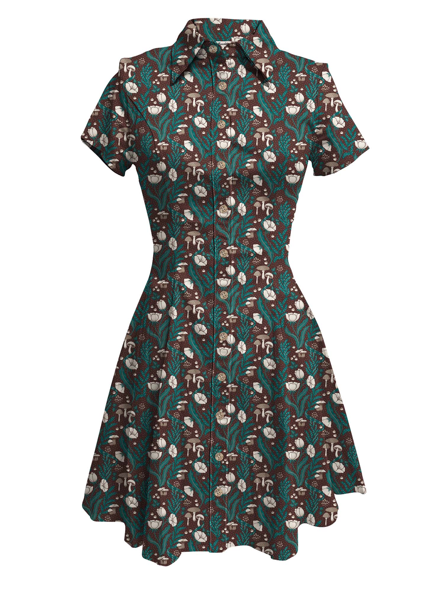 【Maria Elena Coco X Boozelele】Mushrooms And Flowers - 100% Cotton Dress