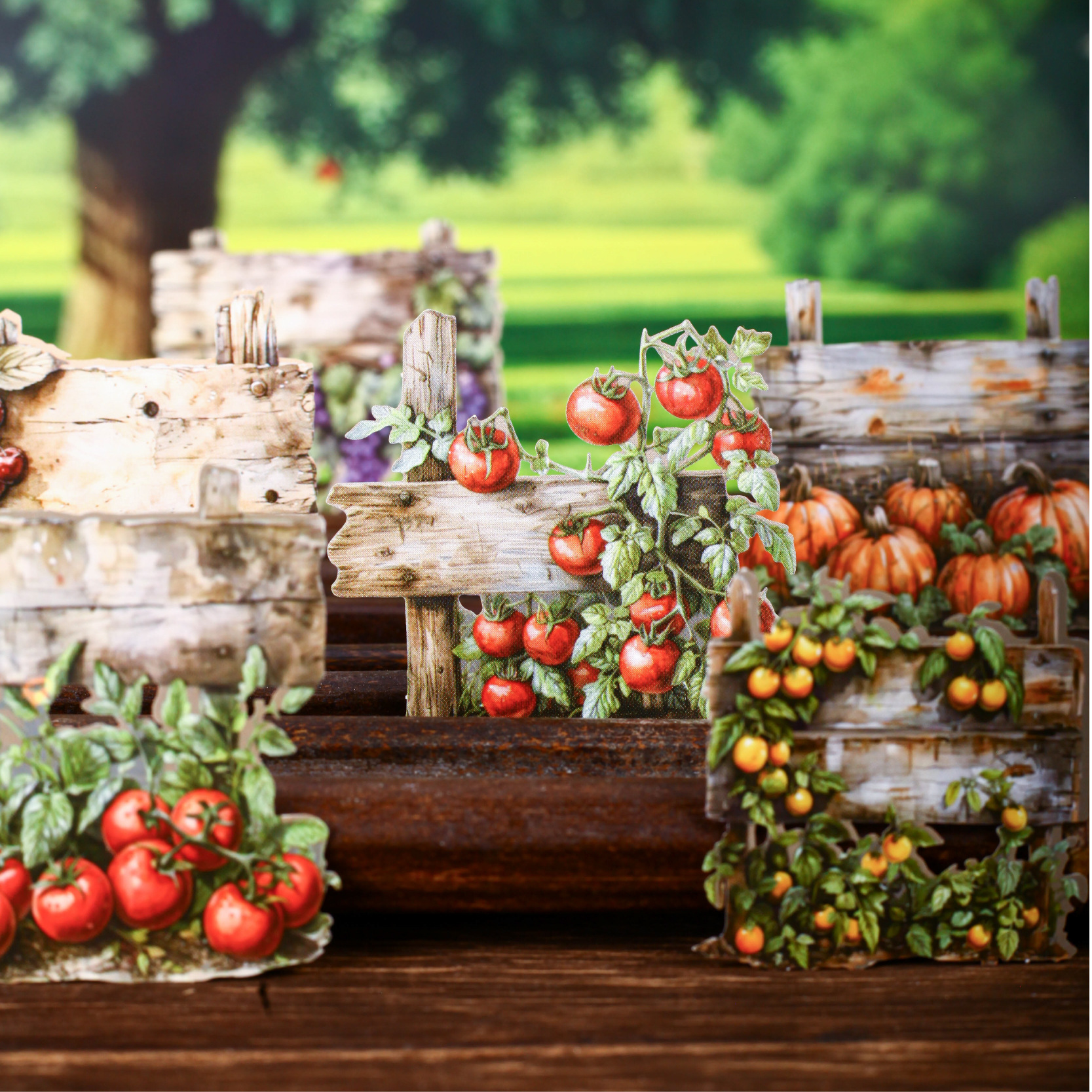 스티커 - 농장 일기 시리즈 빈티지 야채 과일 풍경