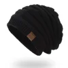 Leather Label Knitted Hat Warm Hat For Men And Women by Inlyline
