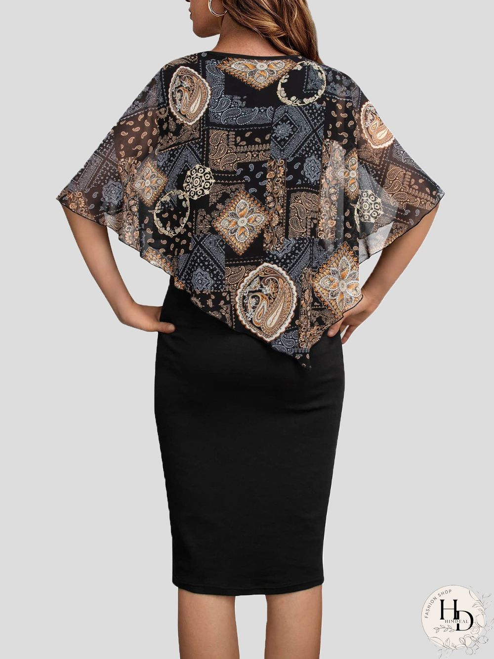 Women'S Dresses V-Neck Chiffon Shawl Slim Fit Dress
