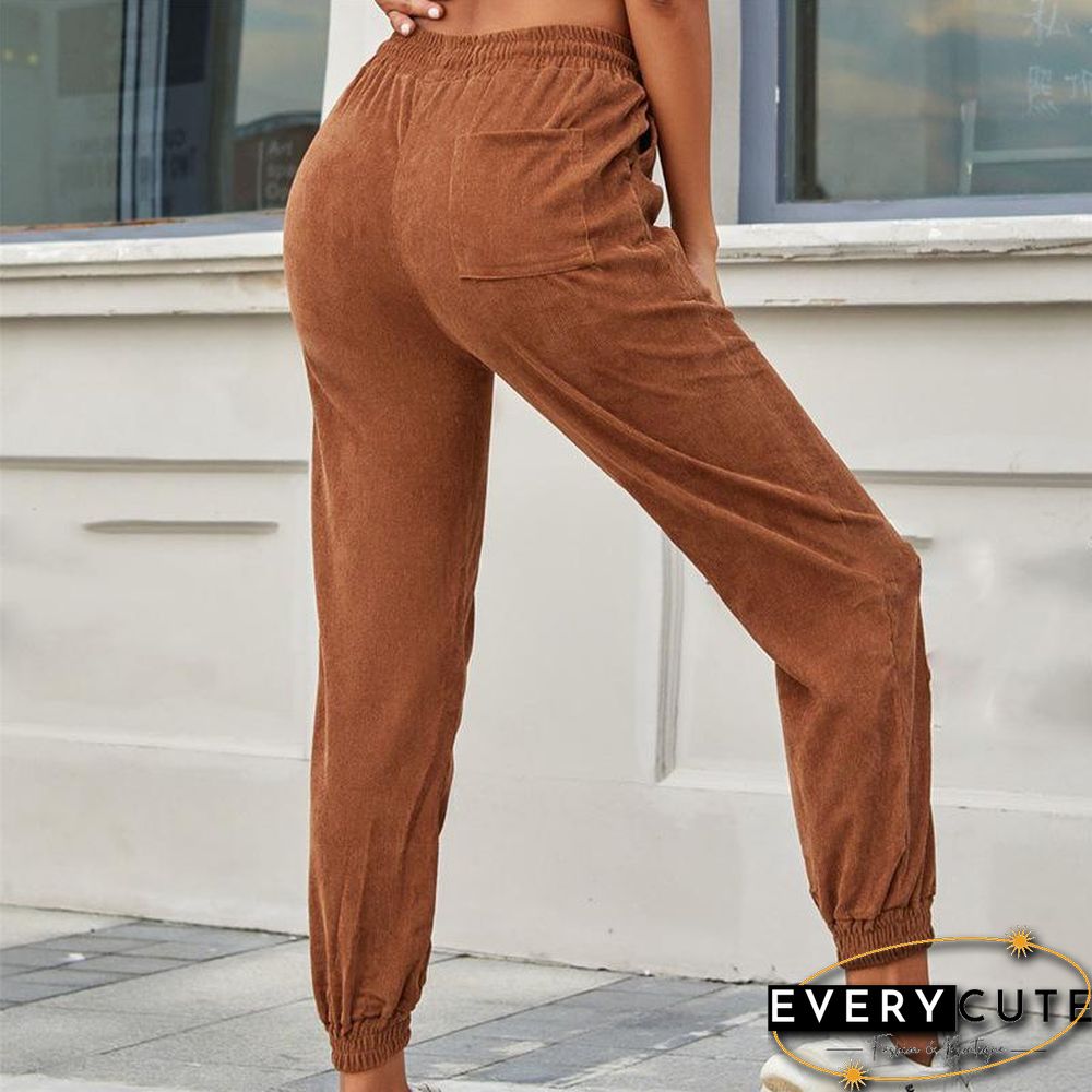 Elastic Women Corduroy Pants