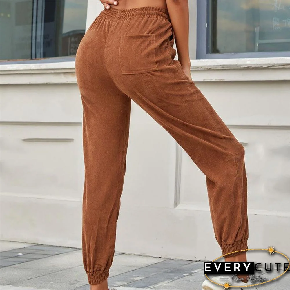 Elastic Women Corduroy Pants