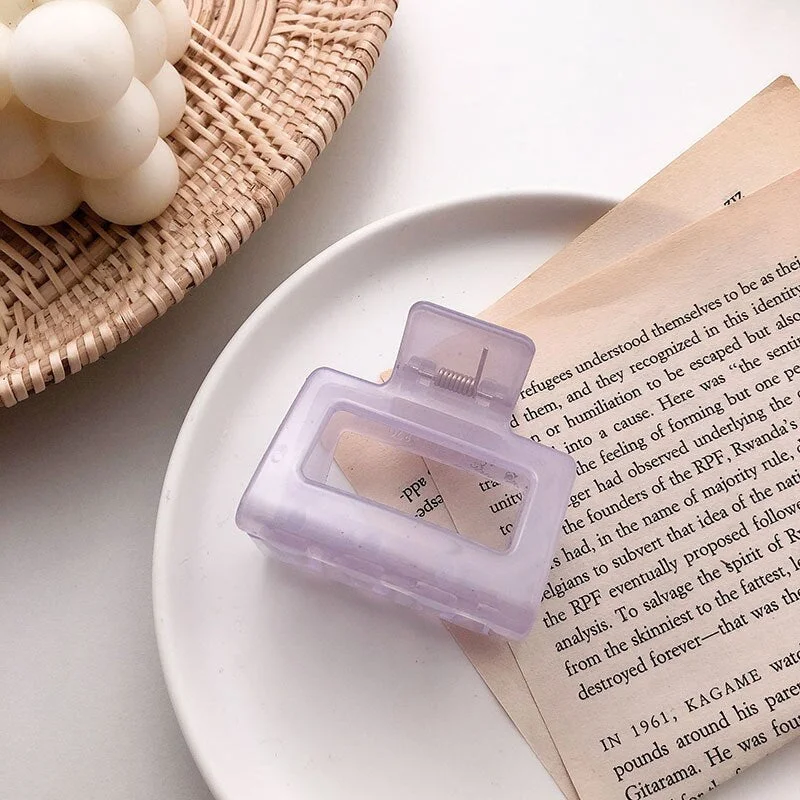 Simple Square Geometric Frosted Hair Claws Clamps Acetate Hairpins Women Hollow Out Ponytail Clips Makeup Styling Tools Headwear