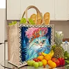 DIY Diamond Painting Linen Waterproof Handbag Shopping Storage Bag Totes Kit(with 2pcs diamond painting)