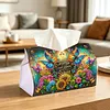 (24cm)Diamond Art Tissue Box Cover DIY PU Desktop(Flowers and Butterflies)