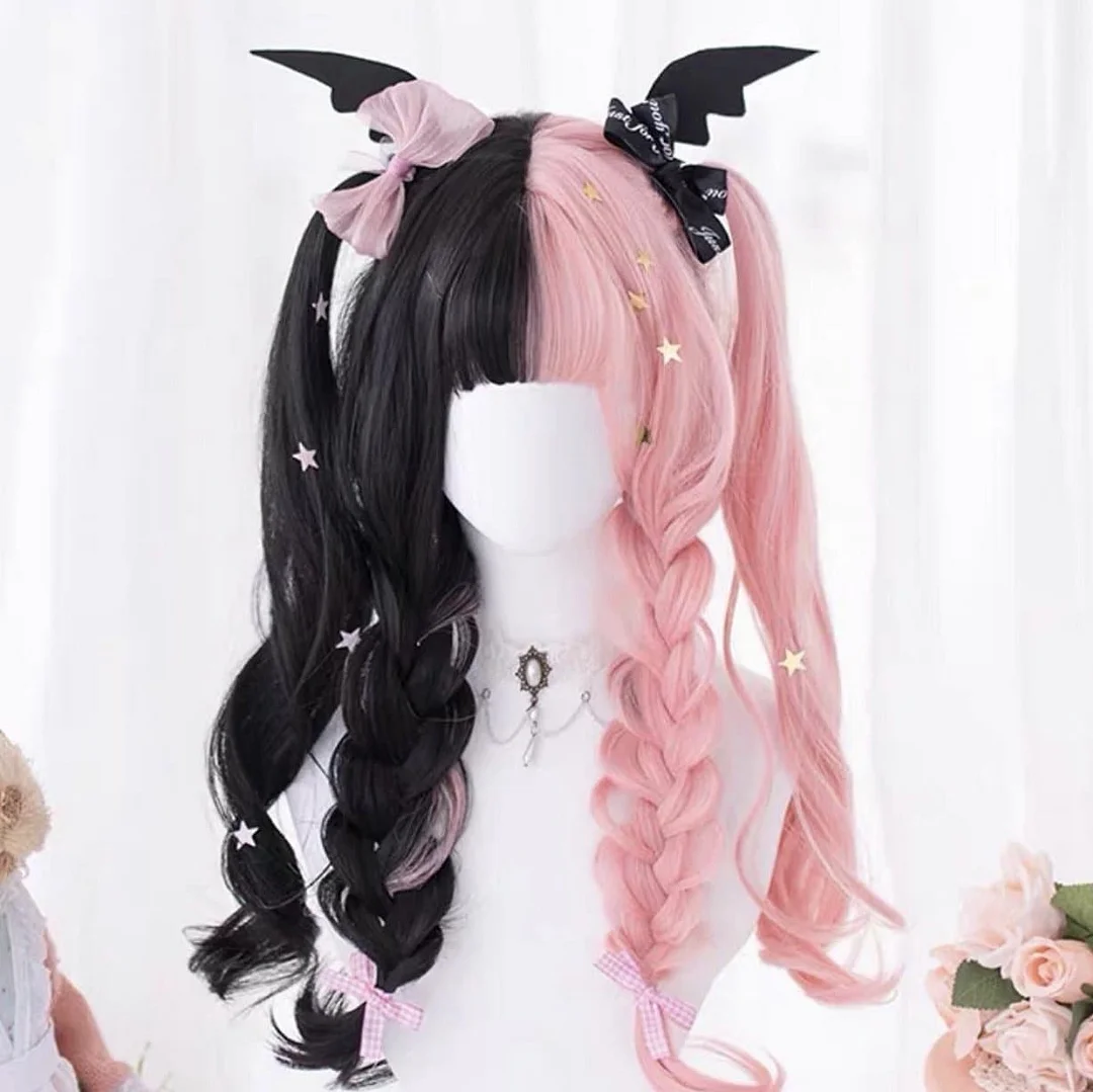 Black Pink Mix Long Lolita Wig SP14555