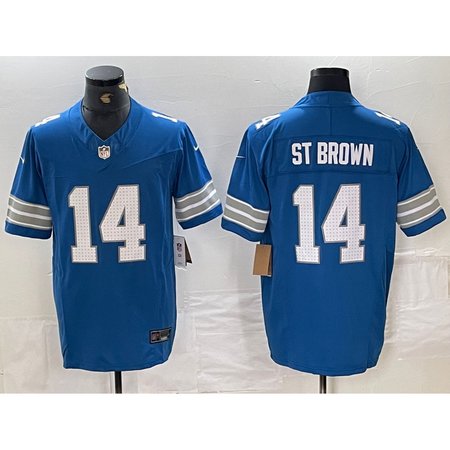 Detroit Lions  Home Game Jersey Blue #14 Amon-Ra St. Brown Mens