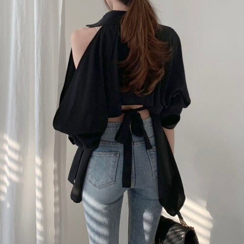 Llyge Women Blouse Tops New Lady Hollow Out Fashion Shirts Off Shoulder Spring Summer Clothes Vogue Shirt llyge